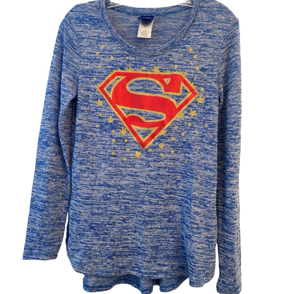 Superman Long Sleeve Blue Sweater M (juniors)